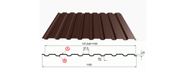 Профнастил коричневый оцинкованный  RAL 8017 С-20 купить недорого в Шаховской